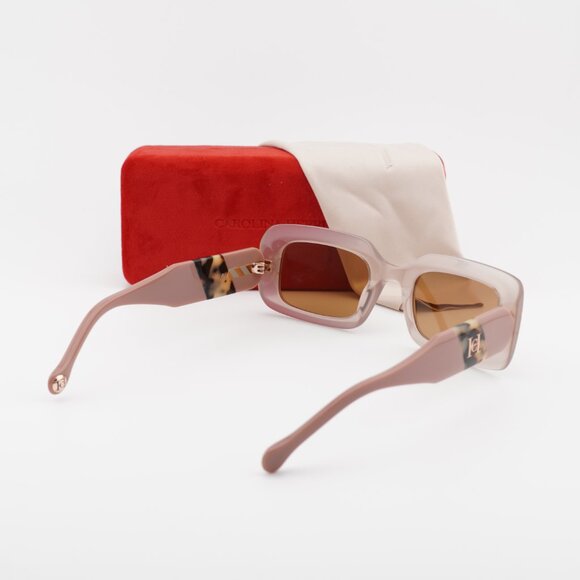 Carolina Herrera HER 0187/S 0L93 70 Rectangle Sunglasses - Peach/Brown main image 7